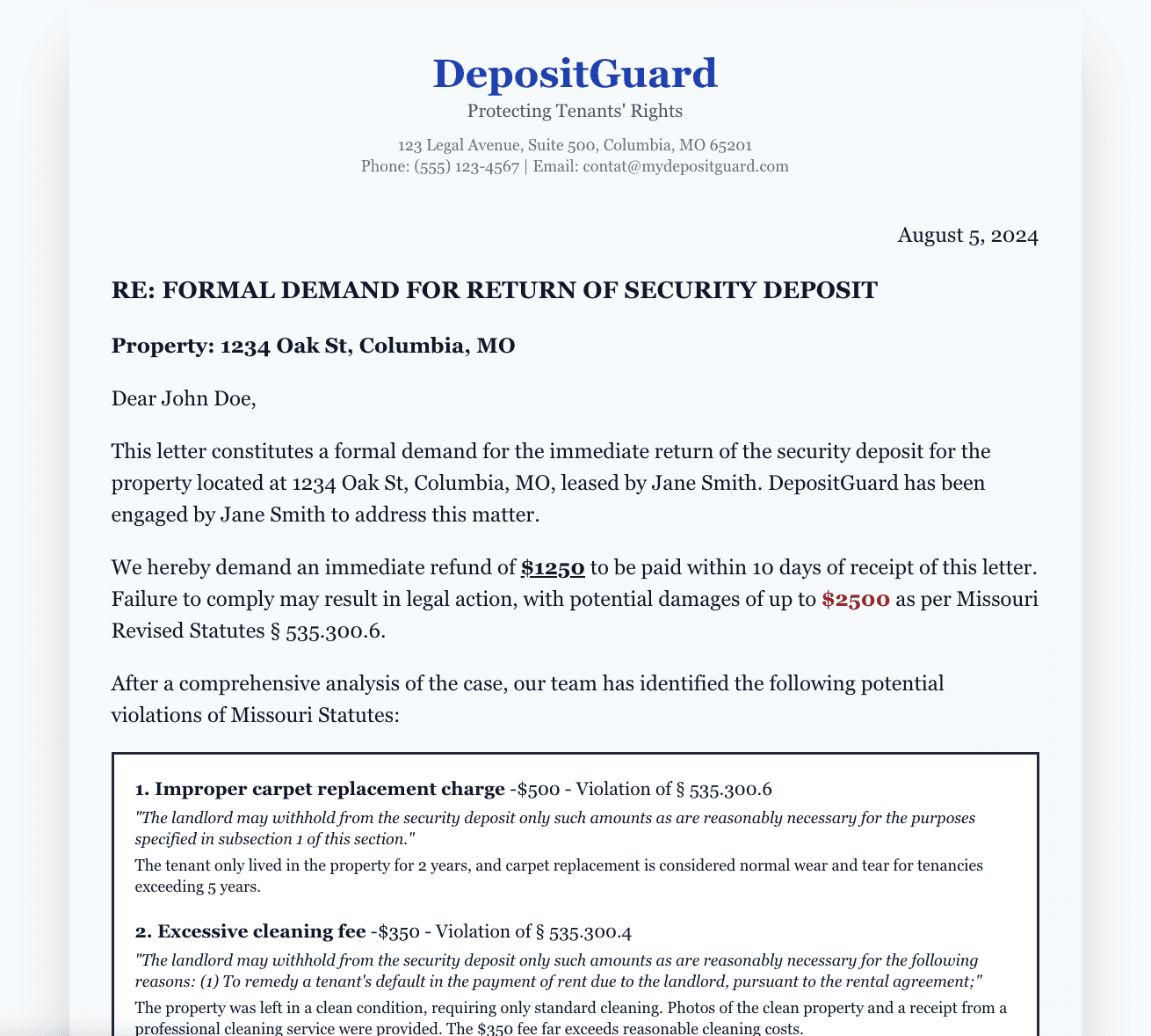 Demand Letter & Negotiations